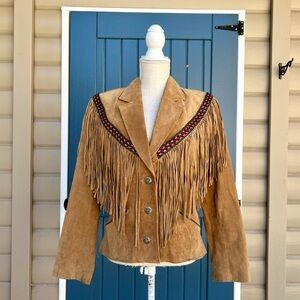 Vintage Rare Pioneer Wear Tan suede fringe leather Women’s Size Large
